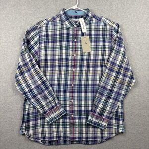 Tommy Bahama Shirt Mens XL Blue Plaid Sea Isle Linen Button Up Preppy Resort NWT